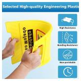 8-Pack Caution Wet Floor Sign,17.5" Height,Bright Yellow Double-Sided Folding A-Shaped Frame Design, Bilingual Caution Message