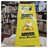 8-Pack Caution Wet Floor Sign,17.5" Height,Bright Yellow Double-Sided Folding A-Shaped Frame Design, Bilingual Caution Message