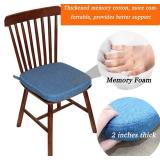 Dining Room Chair Cushion with Ties - 2 in Memory Foam Non Slip Kitchen Seat Pad and Cushion with Machine Washable Cover 15 X 15 X 2 Inches - (Blue,4)
