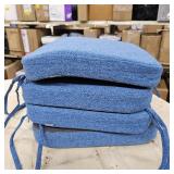 Dining Room Chair Cushion with Ties - 2 in Memory Foam Non Slip Kitchen Seat Pad and Cushion with Machine Washable Cover 15 X 15 X 2 Inches - (Blue,4)