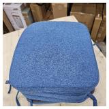 Dining Room Chair Cushion with Ties - 2 in Memory Foam Non Slip Kitchen Seat Pad and Cushion with Machine Washable Cover 15 X 15 X 2 Inches - (Blue,4)