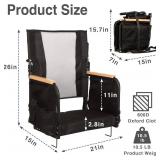 Extra Wide Stadium Seats with Back Support, Bleacher Chairs with High Back and Cushion, Padded Portable Fording Bleacher Seat with Armrests, Cup Holder and Storage Pockets (Black)