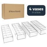 4 Pack 12" Clear Acrylic Flower Vase Rectangular Floral Centerpiece for Dining Table Modern Flower Arrangement for Home Decor or Weddings