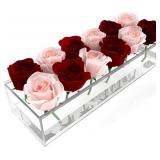 4 Pack 12" Clear Acrylic Flower Vase Rectangular Floral Centerpiece for Dining Table Modern Flower Arrangement for Home Decor or Weddings