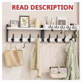 Evermagin 35" Coat Rack Wall Mount with Shelf, 4 in 1 Coat and Key Hanger with 12 Metal Hooks, Entryway Wall Mounted Shelf with Mail Holder for Living Room, Bedroom, White