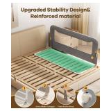 Foldable Bed Rail for Toddlers, 59in Reinforced Carbon Steel Frame&Connectors, Breathable Cationic Fabric, Safety Toddler Bed Rails for Queen, King, Twin, Full, No-Tool Setup.