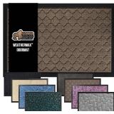 GORILLA GRIP 100% Waterproof All-Season WeatherMax Doormat 35x23, US Designed Natural Rubber, Stain and Fade Resistant, Low Profile Indoor Outdoor Door Mats, Easy Clean Patio Mat, Beige Quatre