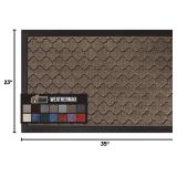 GORILLA GRIP 100% Waterproof All-Season WeatherMax Doormat 35x23, US Designed Natural Rubber, Stain and Fade Resistant, Low Profile Indoor Outdoor Door Mats, Easy Clean Patio Mat, Beige Quatre