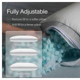 $120 Coop Home Goods Cool+ Adjustable Pillow, King Size Plus Shaped Memory Foam Pillows with Cooling Gel, Back, Stomach or Side Sleeper, Neck Support for Sleeping, CertiPUR-US/GREENGUARD Gold