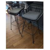 Modern Woven Rattan Bar Stools Set 4