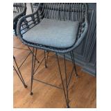 Modern Woven Rattan Bar Stools Set 4