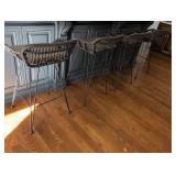 Modern Woven Rattan Bar Stools Set 4