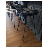 Modern Woven Rattan Bar Stools Set 4