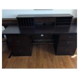 Pottery Barn Traditional Dark Wood Executive Desk with File Storage