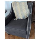 Elegant Nailhead Trim Armchair in Charcoal Grey
