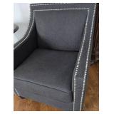Elegant Nailhead Trim Armchair in Charcoal Grey