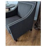 Elegant Nailhead Trim Armchair in Charcoal Grey