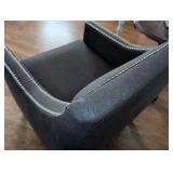 Elegant Nailhead Trim Armchair in Charcoal Grey
