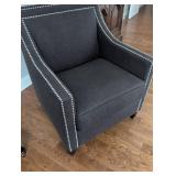 Elegant Nailhead Trim Armchair in Charcoal Grey