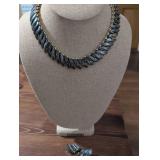 1960s Lisner Blue Thermoset Necklace and Earring Set