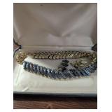 1960s Lisner Blue Thermoset Necklace and Earring Set