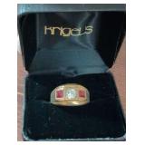14K Gold Ruby and Diamond Ring