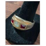14K Gold Ruby and Diamond Ring