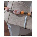 Peach Marble and Orange Jade Statement Necklace