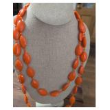 Coral Orange Faceted Lucite Bead Necklace