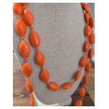Coral Orange Faceted Lucite Bead Necklace