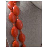 Coral Orange Faceted Lucite Bead Necklace