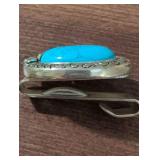 Oval Turquoise Silver Money Clip
