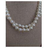 Double Strand Pearl Necklace with Decorative Clasp