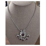 Ruby and Clear Crystal Floral Statement Necklace