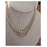 Double Strand Pearl Necklace with Crystal Clasp