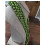 Multi-Strand Green Glass Bead Necklace