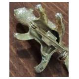 Gold Tone Squirrel Brooch Pin