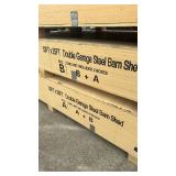 K3325 - 33ft x 25ft, 2 Box Set Heavy-Duty Double Garage Steel Barn Shed - Unused K3325 - 33ft x 25ft, 2 Box Set Heavy-Duty Double Garage Steel Barn Shed - Unused