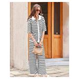 Tankaneo Knit 2-Piece Lounge Set: Striped Top Size Medium