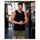 COOFANDY Men s 2 Pack Gym Shorts, 5" Mesh Green and Gray, XXL