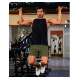 COOFANDY Men s 2 Pack Gym Shorts, 5" Mesh Green and Gray, XXL