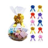 HANDMD 10 PCS Large Cellophane Bags, 30x 40 Inches Clear Cello Bags, with 10PCS Floral Ribbons, Large Basket Bag, Plastic Cellophane Gift Bag, Perfect for Gift Baskets