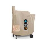 Grillman Grill Cover for Traeger Pro Series 575/22 - Wind and Waterproof Solution-Dyed Fabric - Smooth Sewing Thread with Dark Line Inside - Tan - Traeger Grill Cover