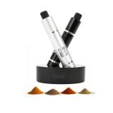 Salt & Pepper Crusher Set with Stand - One-Handed Thumb Press Grinder, Portable Spice Crusher for Kitchen, Dining & Travel - Easy to Use Manual Seasoning Grinder for Fresh Ground Pepper, Sea S