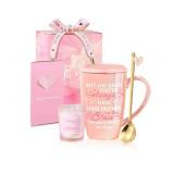 Friendship Gifts for Women Pink Ceramics Coffee Mug Tea Cup Unique Birthday Christmas Gifts Ideas for Friends Female Her Soul Sister Besties Coworker BFF Cute Stuff