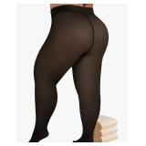 Buauty Plus Size Fleece Lined Tights Womens- Winter Warm Fake Translucent Thermal Pantyhose,Thick Leggings under Dresses