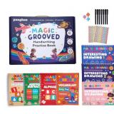 Magic Grooved Writing Practice for Kids Ages 3-8,Jumbo Reusable Grooved Handwriting Workbooks Kit(7 Books+Pens),Learn to Write Letters, Numbers, Math & Drawing,10.2"x7.3" Large Size