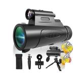Monocular Telescope with Lights HD Monoculars 80x100 for Adults High Powered Monocular for Hunting with Smartphone Holder & Tripod, Handheld Telescope Suitable for Bird Watching Stargazing-Black