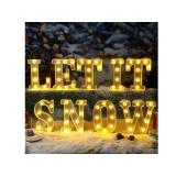 9 Pcs Let It Snow Letter Light up Sign Indoor Winter Decorations Marquee LED Sign Outdoor Christmas Lights for Table and Wall Decor Home Happy Holidays Centerpiece