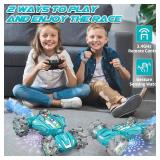 Gesture Sensing RC Stunt Car, Boys Toys Age 6-12, 4WD Hand Controlled Remote Control Car with Light & Music, 360 Rotation Christmas Birthday Gift for Boys Girls Age 6 7 8 9 10 11+(Lagon Blue)